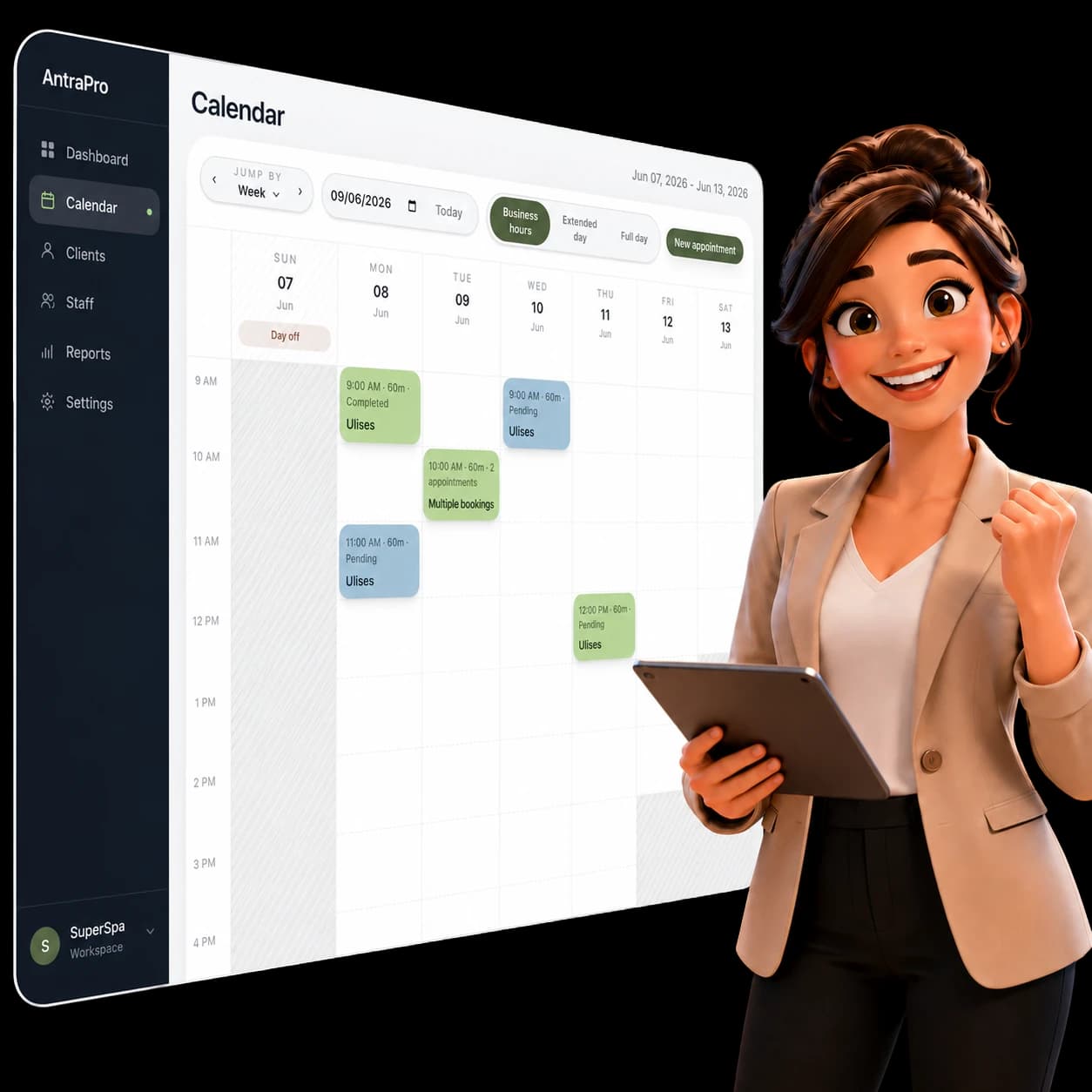 Business owner managing appointments from a dashboard